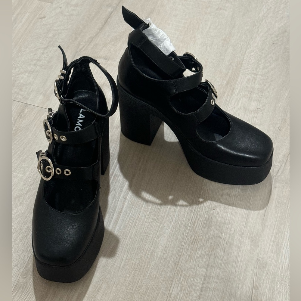 NWT Dolls Kill Lamoda Thriller Mary Jane Oxfords Mules Heels Shoes Size 6